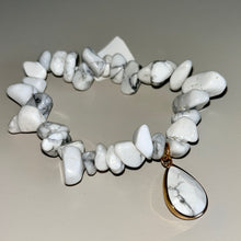 White Marbled Irregular Stone Beaded Bracelet