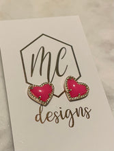 Heart Studs 3-D Jeweled