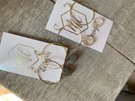 Gold Circle Stone Pendant drop earrings