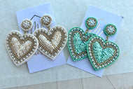 Beaded Heart Earrings Valentine's Day