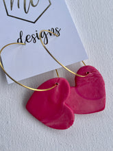 Medium clay polymer Heart Hoop earrings