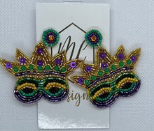 Beaded Mardi Gras Statement Earrings