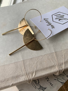 Gold Dangle Semicircle Bar Earrings