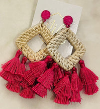 Large Rattan Tassel Earrings