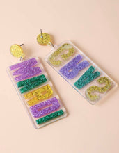 MARDI Gras Acrylic Word earrings