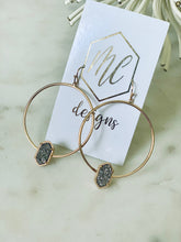 Gold Druzy circle earrings