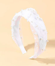 White Tulle and Pearl Headband