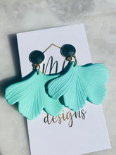 Colorful ginkgo leaf earrings with gold top