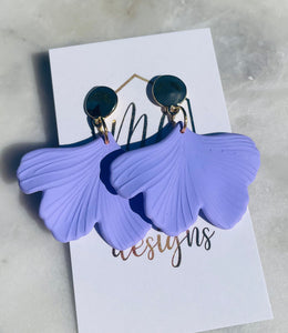 Colorful ginkgo leaf earrings with gold top