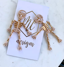 Pearl Beaded Skeleton Earrings Halloween