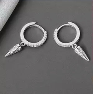 Small Spike Rhinestone Huggie Hoop Earrings