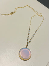 Circle stone long necklace