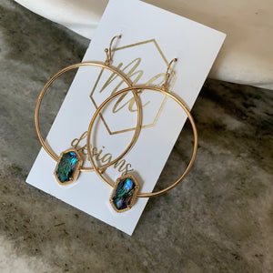 Gold Druzy circle earrings