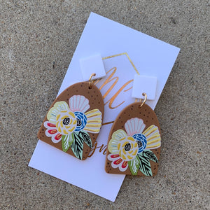 Floral Painted Acrylic Earrings