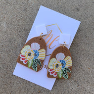 Floral Painted Acrylic Earrings