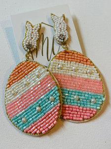 Large Beaded Egg Easter Earrings