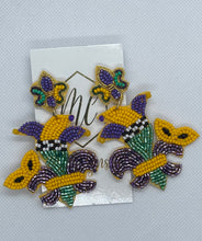 Beaded Mardi Gras Statement Earrings