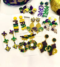 Beaded Mardi Gras Statement Earrings