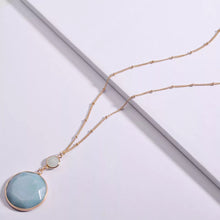 Circle stone long necklace