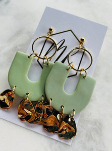 U Shaped Clay Earrings with Gold Accents