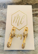 Double rhinestone safety pins