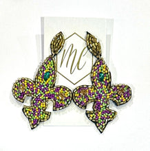 Beaded Mardi Gras Statement Earrings