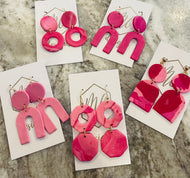 Pink and Red clay polymer earrings