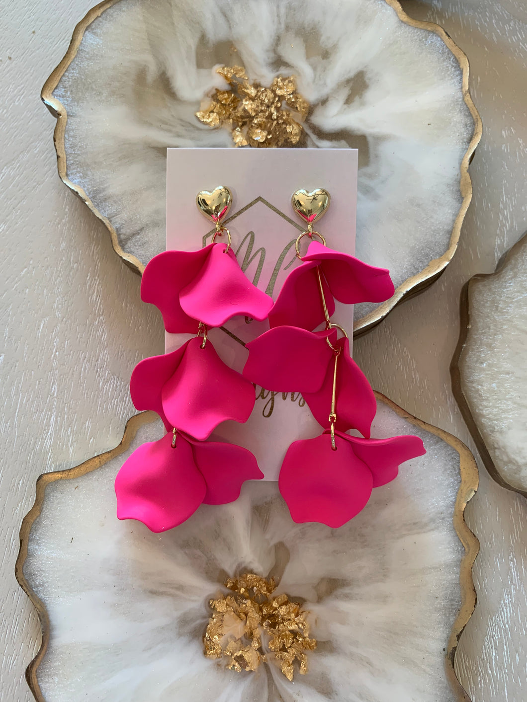 Tiered Petal Heart Earrings
