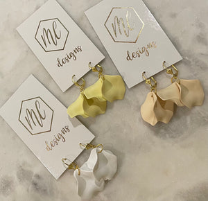 Small flower petal dangle earrings