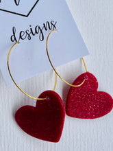 Medium clay polymer Heart Hoop earrings