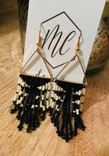 Beaded Fringe Gold Triangle Earrings