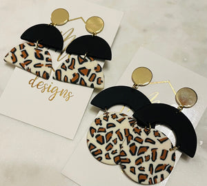 Leopard Clay Earrings