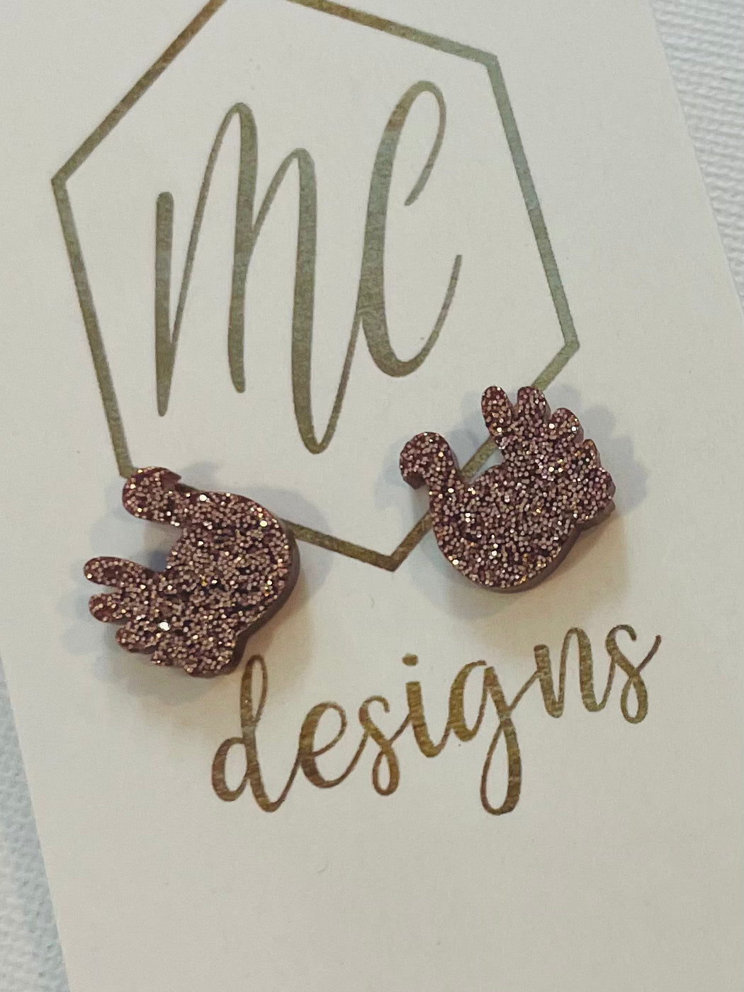 Thanksgiving Glitter Turkey Stud Earrings