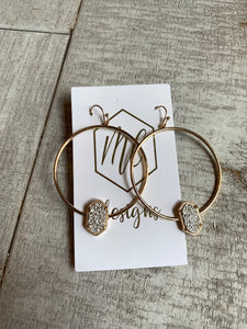 Gold Druzy circle earrings