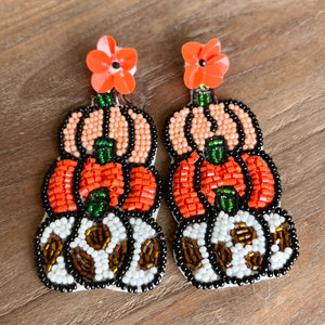 Fall Pumpkin Beaded Earrings Halloween