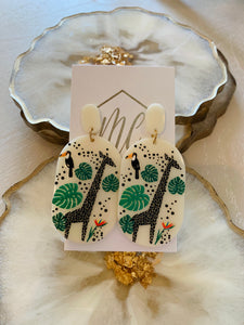 Giraffe Ginkgo Leaves Acrylic Earrings