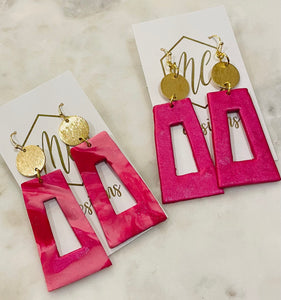 Hot Pink clay polymer earrings