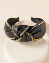 Black Leather Chain Adorned Headband