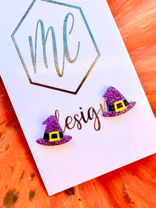 Halloween Studs -Boo, Witch Hat, Skull