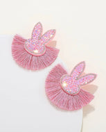 Pink Easter Bunny Fringe Earrings