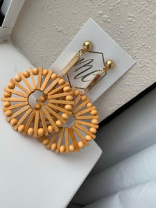 Large Wooden Circle Drop Earrings
