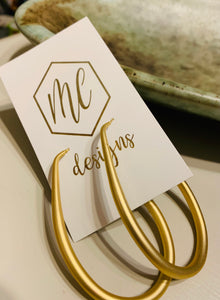 Large Elongated Hoop Matte Gold Earrings