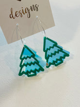 Acrylic Christmas Trees on Silver Hoops