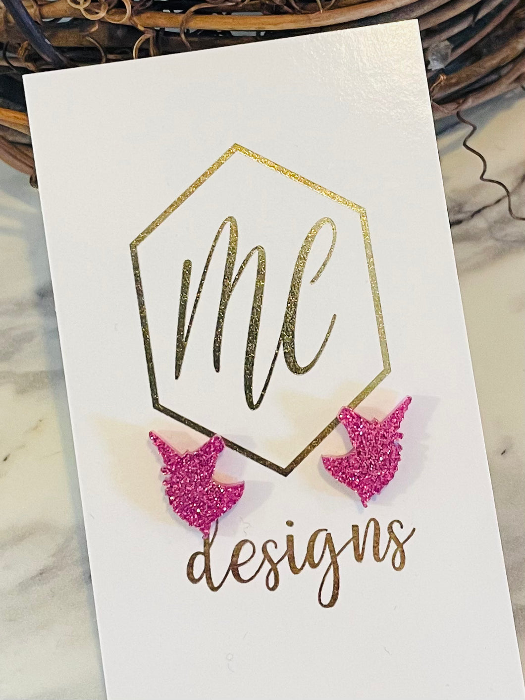 Small Glitter Unicorn Studs