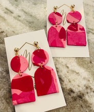 Pink and Red clay polymer earrings