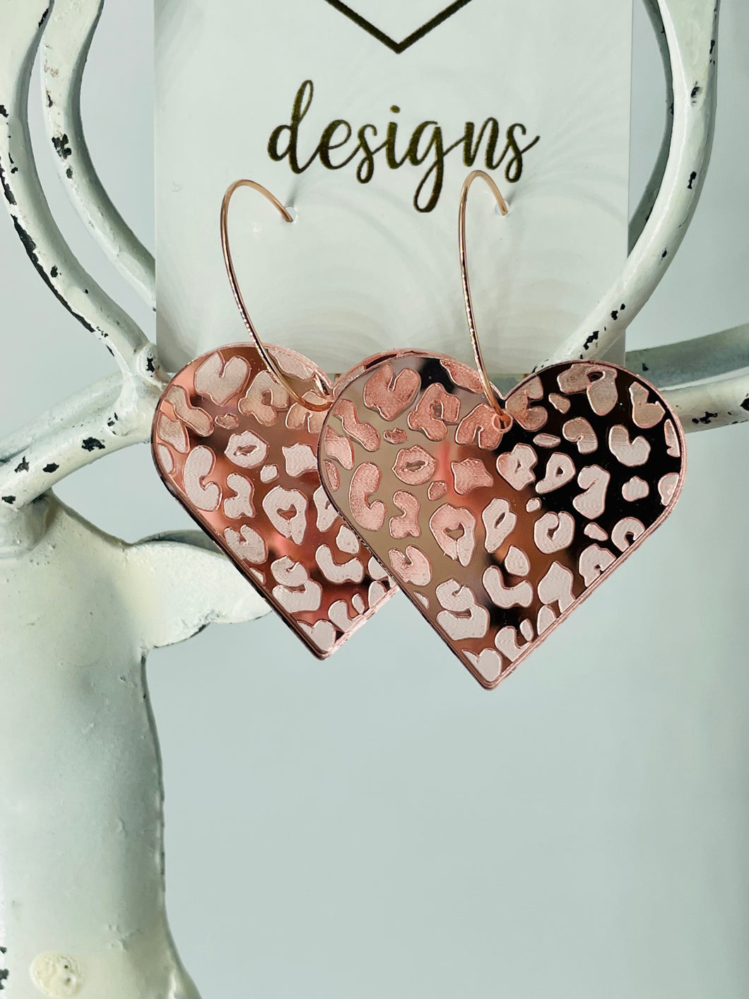 Leopard Print Heart Hoops