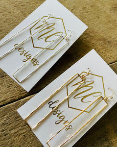 Simple Long Rectangle Minimal Earrings -Gold and Silver