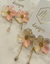 Small Flower with Drop Chain Earrings