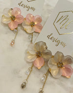 Small Flower with Drop Chain Earrings