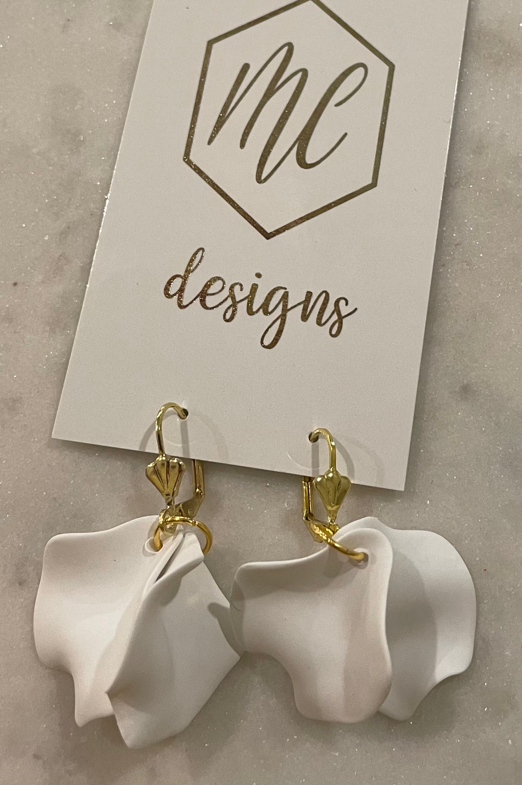 Small flower petal dangle earrings